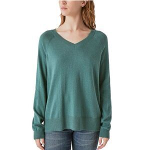 Lucky Brand Knit V-Neck Sweater Women’s XXL Green.